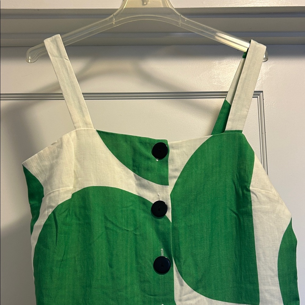 Mara Hoffman Maureen Green & White Geometric Button-Front Dress - M, NWT - Picture 4 of 16